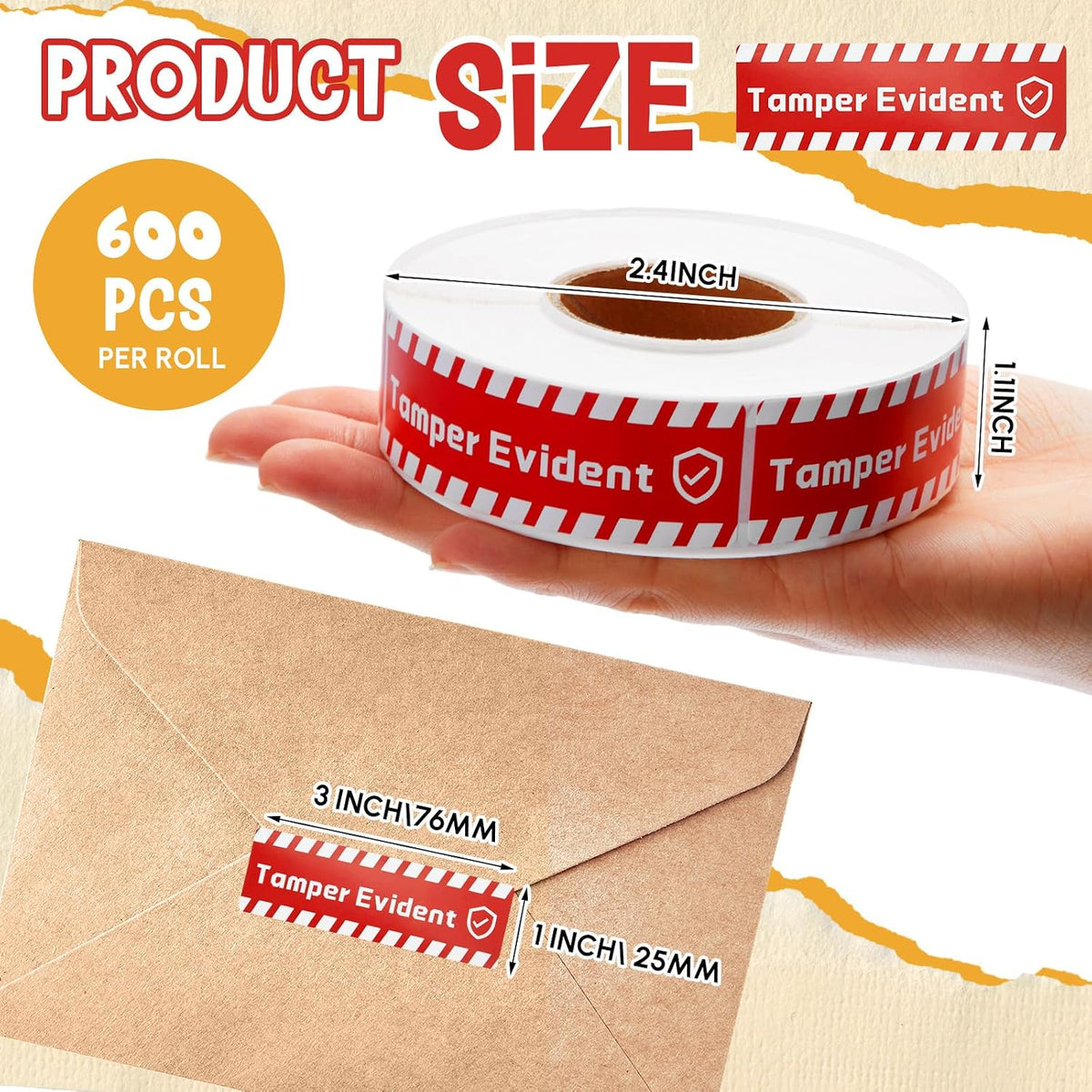 600 Pcs Tamper Evident Proof Stickers for Food Drink Delivery