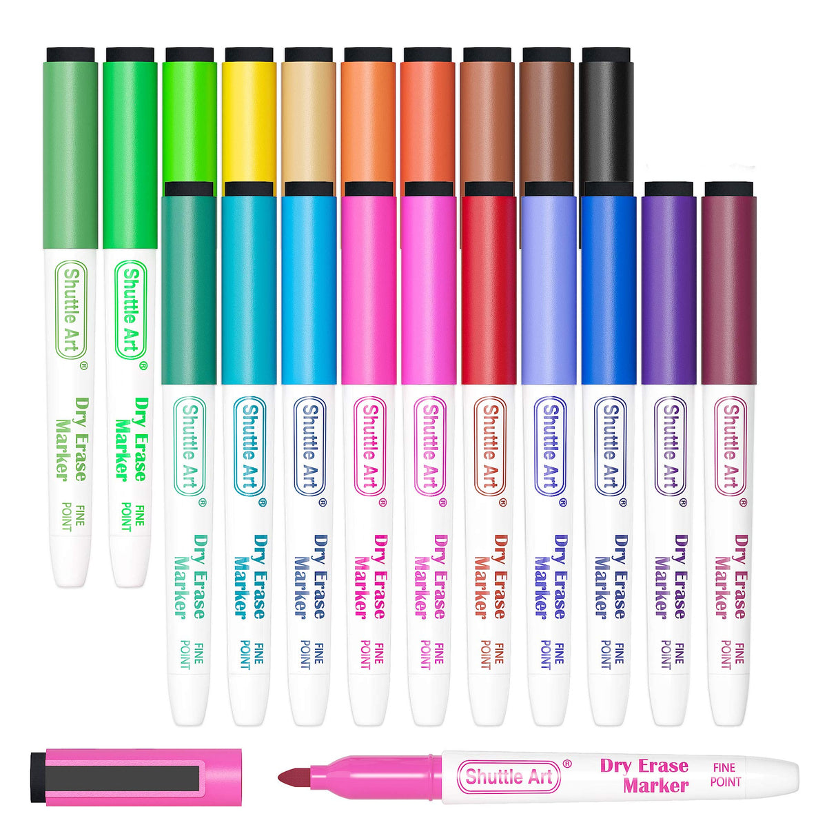 Shuttle Art Magnetic Whiteboard Markers, 20 Pieces Fine Tip and Eraser