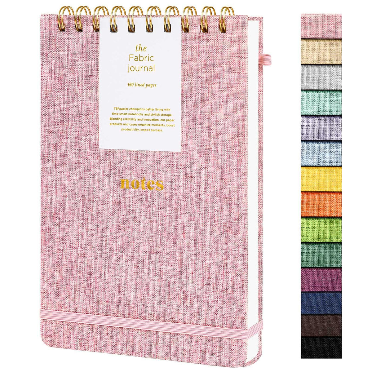 A5 Top Spiral Notebook, Fabric Hardcover College Ruled Journal