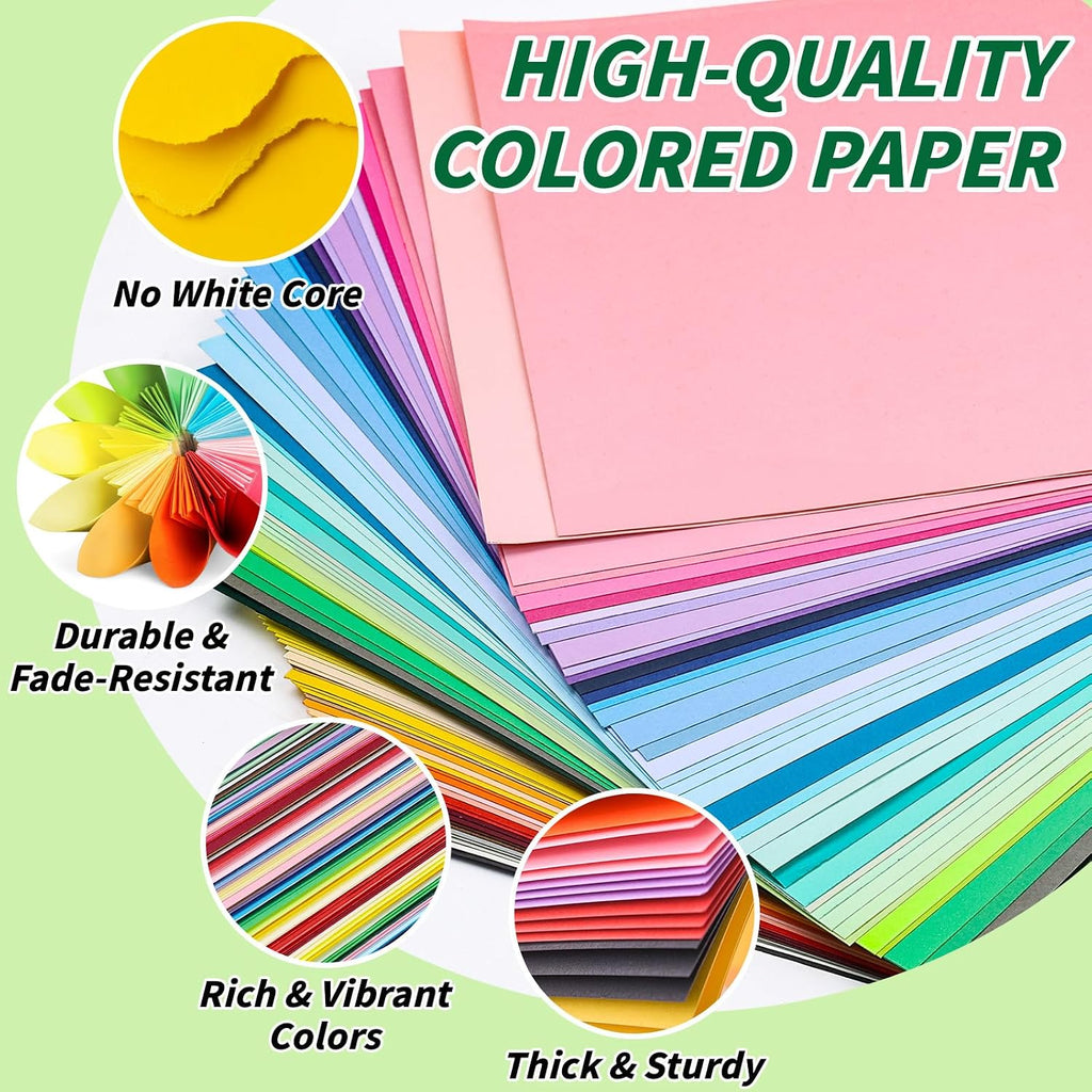 200 Pack 5" x 7" Cardstock, 50 Colors, 250GSM Thick Colored Paper