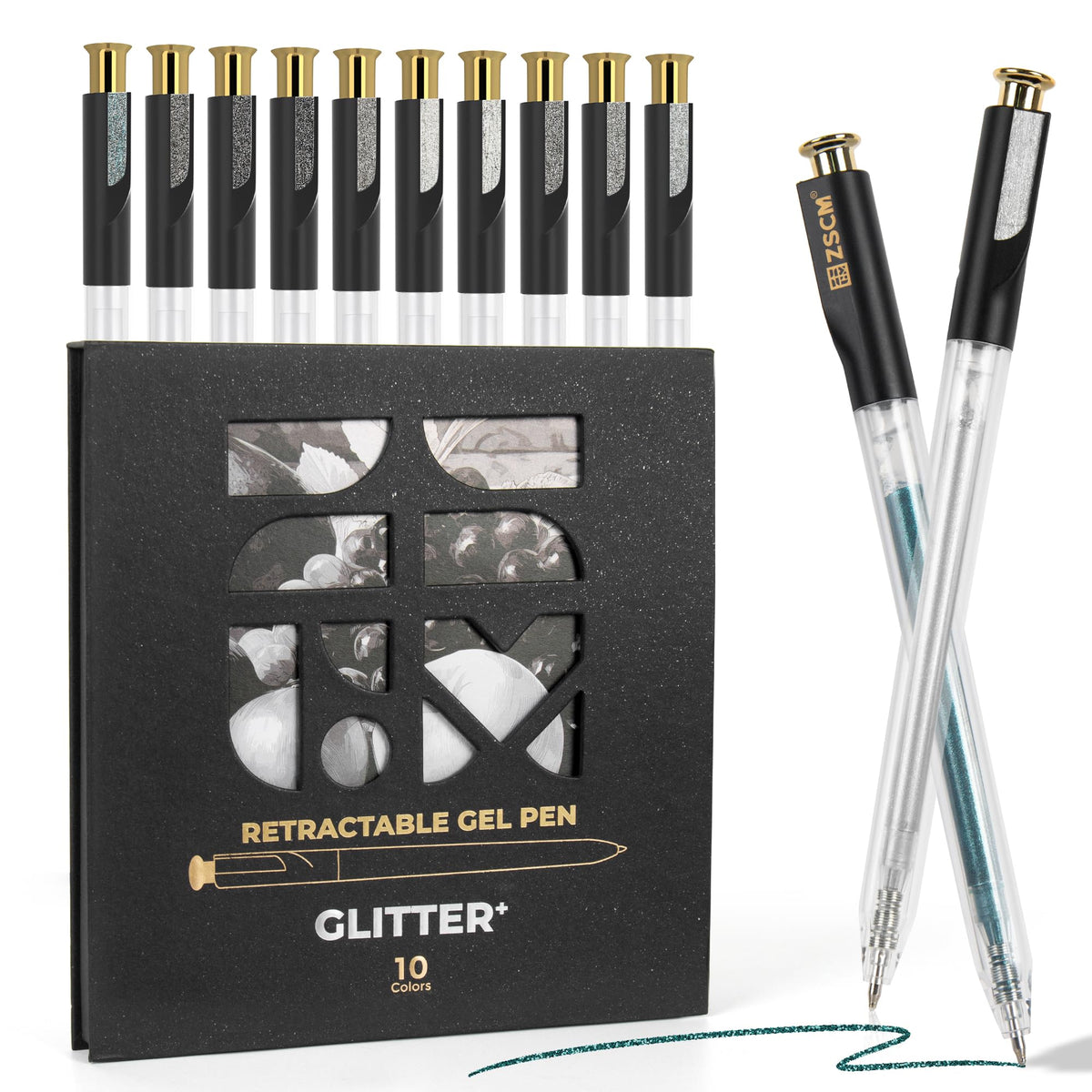 10 Blue Explosive Shimmer Retractable Glitter Gel Pens, Upgraded Sparkle