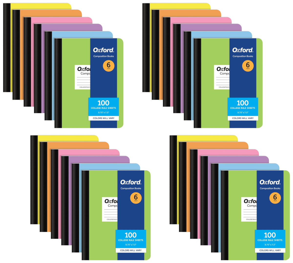 Oxford Composition Notebooks, 6 Pack, Cover Colors Vary, College Ruled Paper