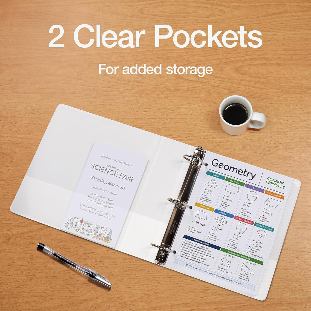 Oxford 1.5 Inch 3 Ring Binders, 4 Pack, White, Holds 375 Sheets