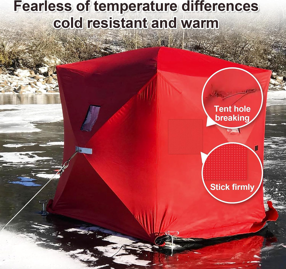 4 Pcs 13'' Ice Shelter Patch Kit, Self-Adhesive Ice Fish Tent Repair Fabric