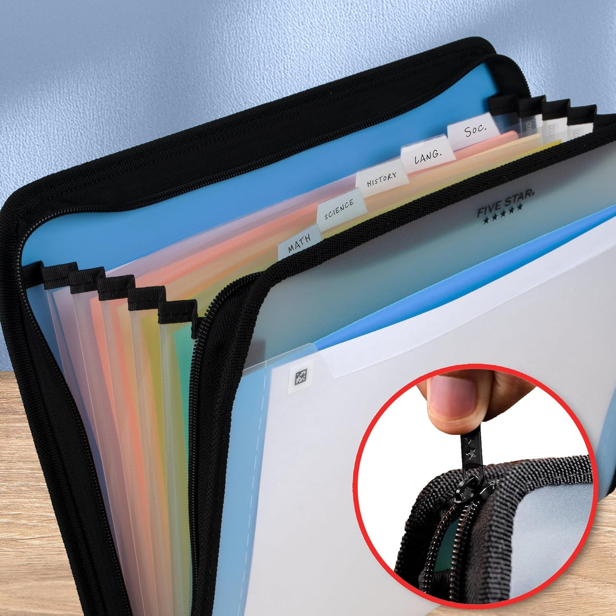 Five Star Expanding File Organizer + Study App, 7-Pocket Accordian File Organizer