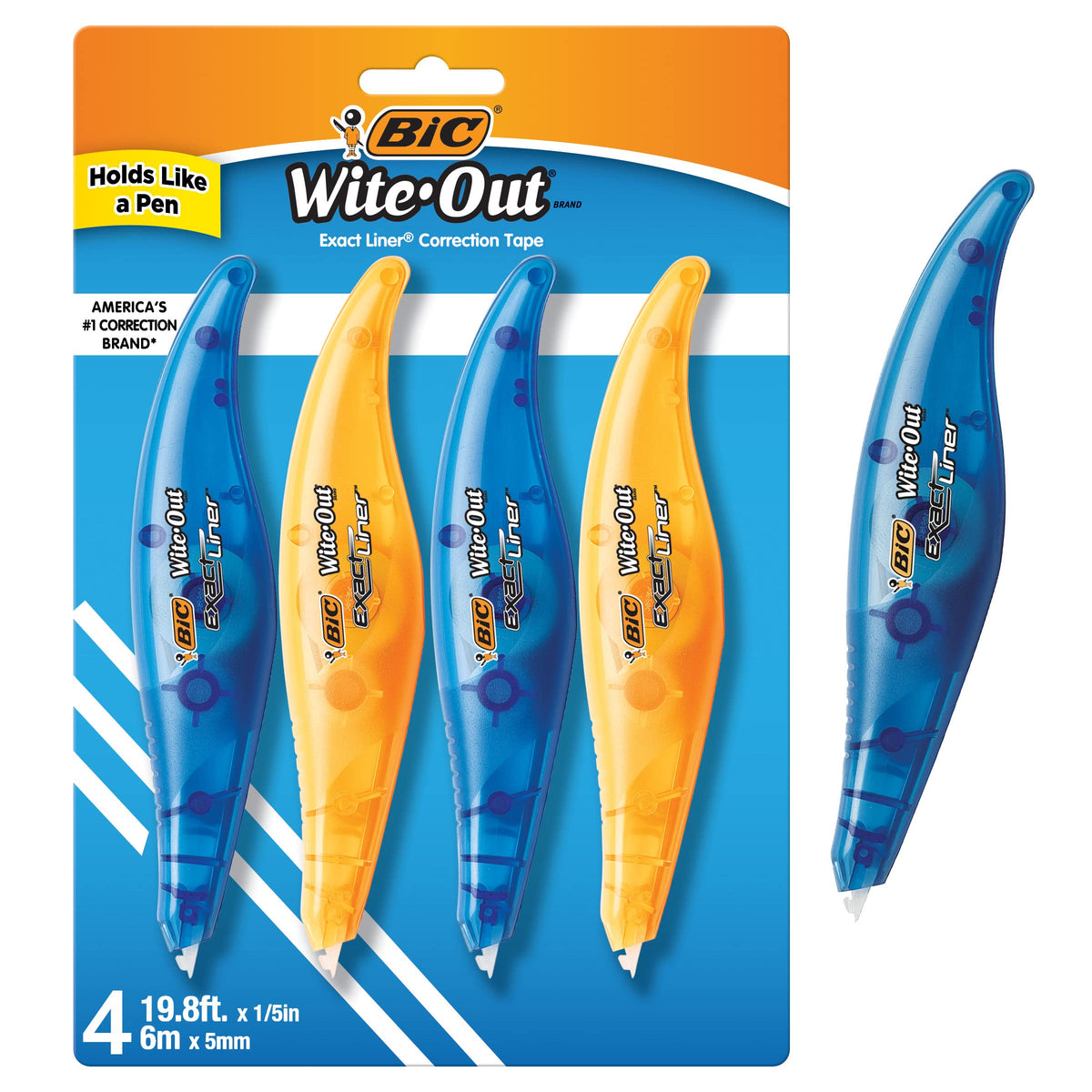 BIC Wite-Out Brand EZ Correct Correction Tape, 39.3 feet, 4-Count Pack of White Fast