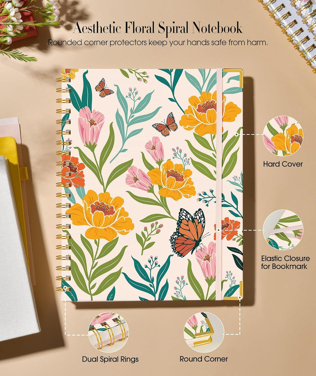 Cute Spiral Notebook Journal for Women, 200 Pages Lined Notebooks 8.5” x 11”