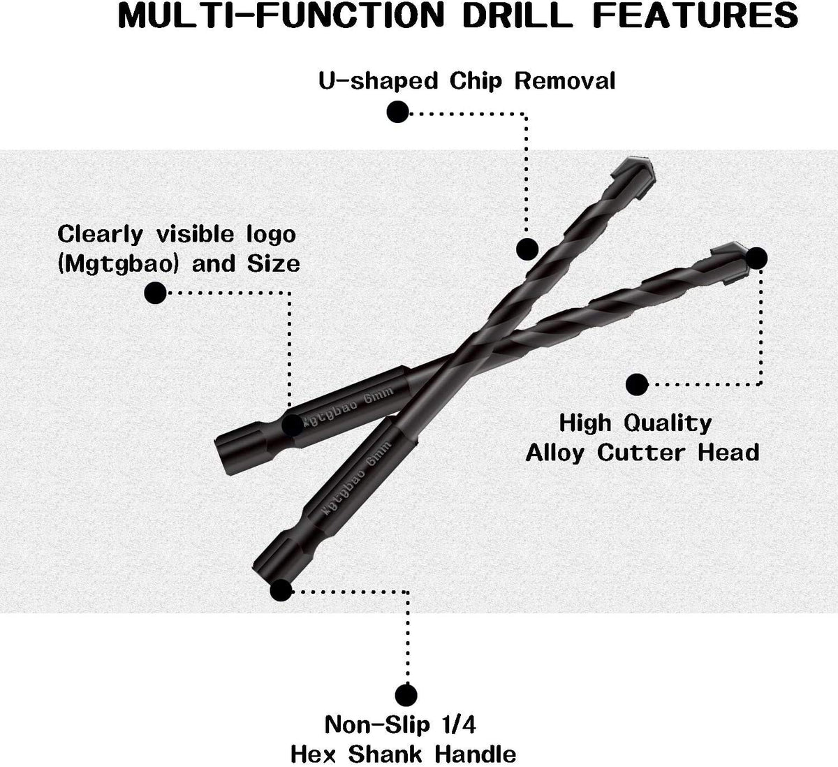 10PC 5MM Black Concrete Drill Bit Set, Mgtgbao Masonry Drill Bits for Tile,Brick