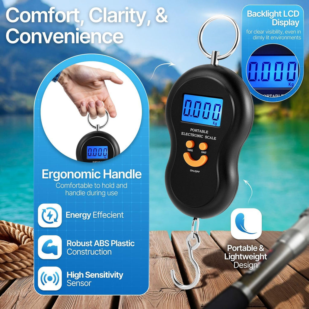 Flexzion Digital Fish Scale & Luggage Weight Scale with Hook, 110 lb/50 kg