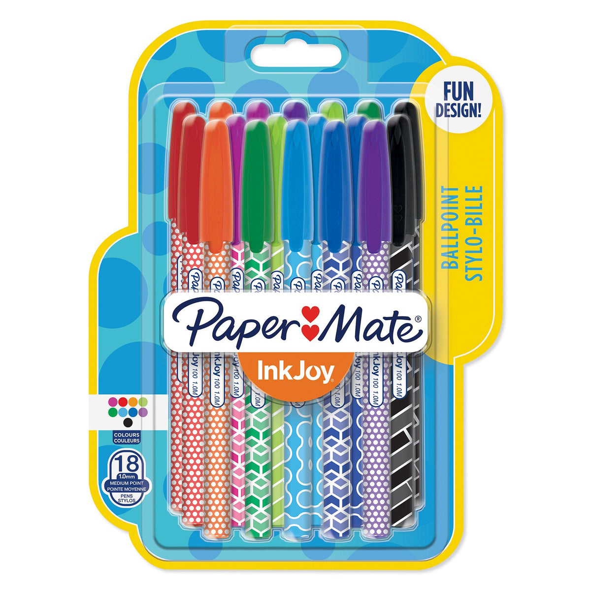 Paper Mate InkJoy 100ST Ballpoint Pens | Medium Point (1.0mm) | Fun Colours | 10 Count