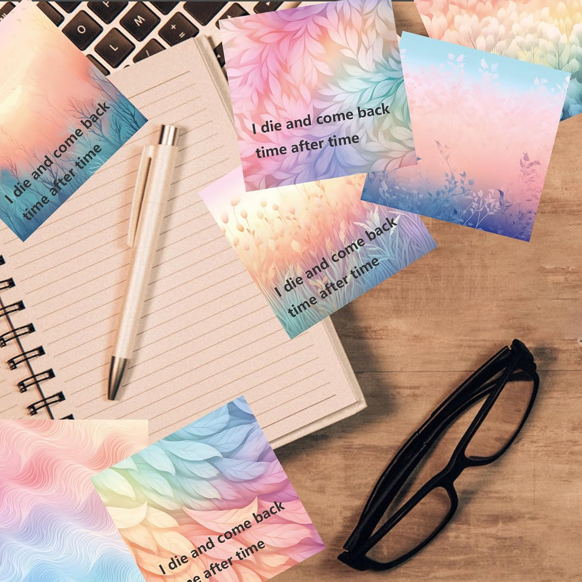 9 Dreamy Pastel Gradient Sticky Notes - Self-Adhesive Note Pads & Memo Notes for School