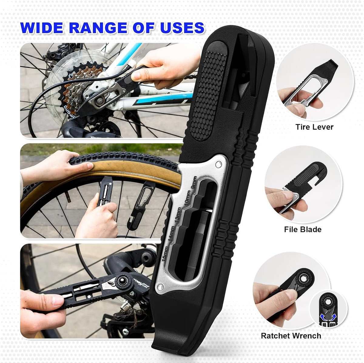 14-in-1 Bike Tire Levers Kit, Bike Multitool, Mini Ratchet Wrench
