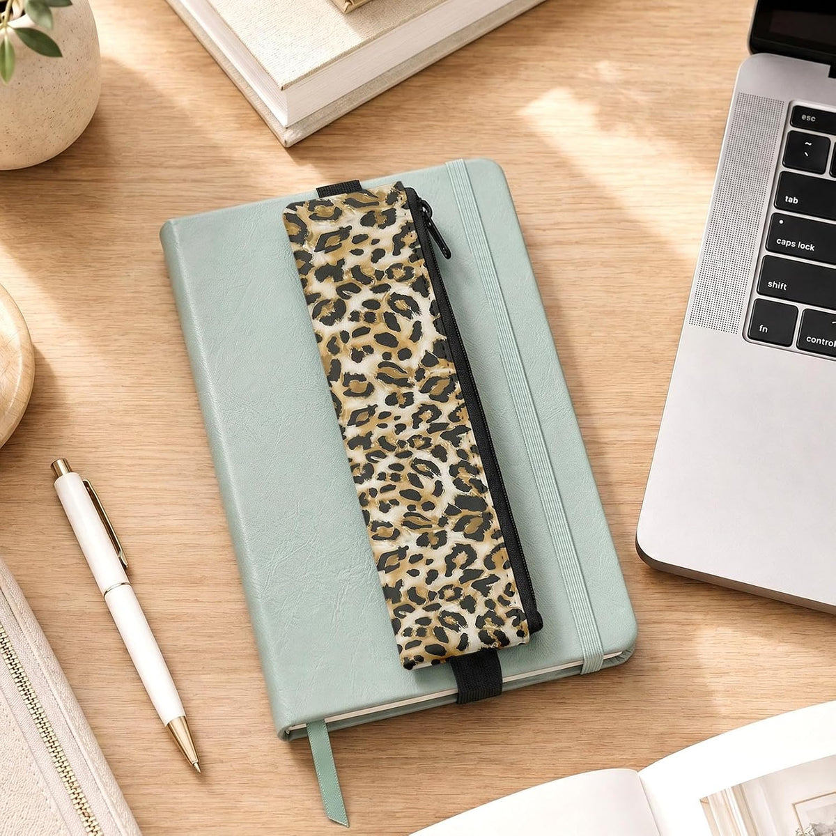 4 Pack Leopard Elastic Pen Holder for Notebooks