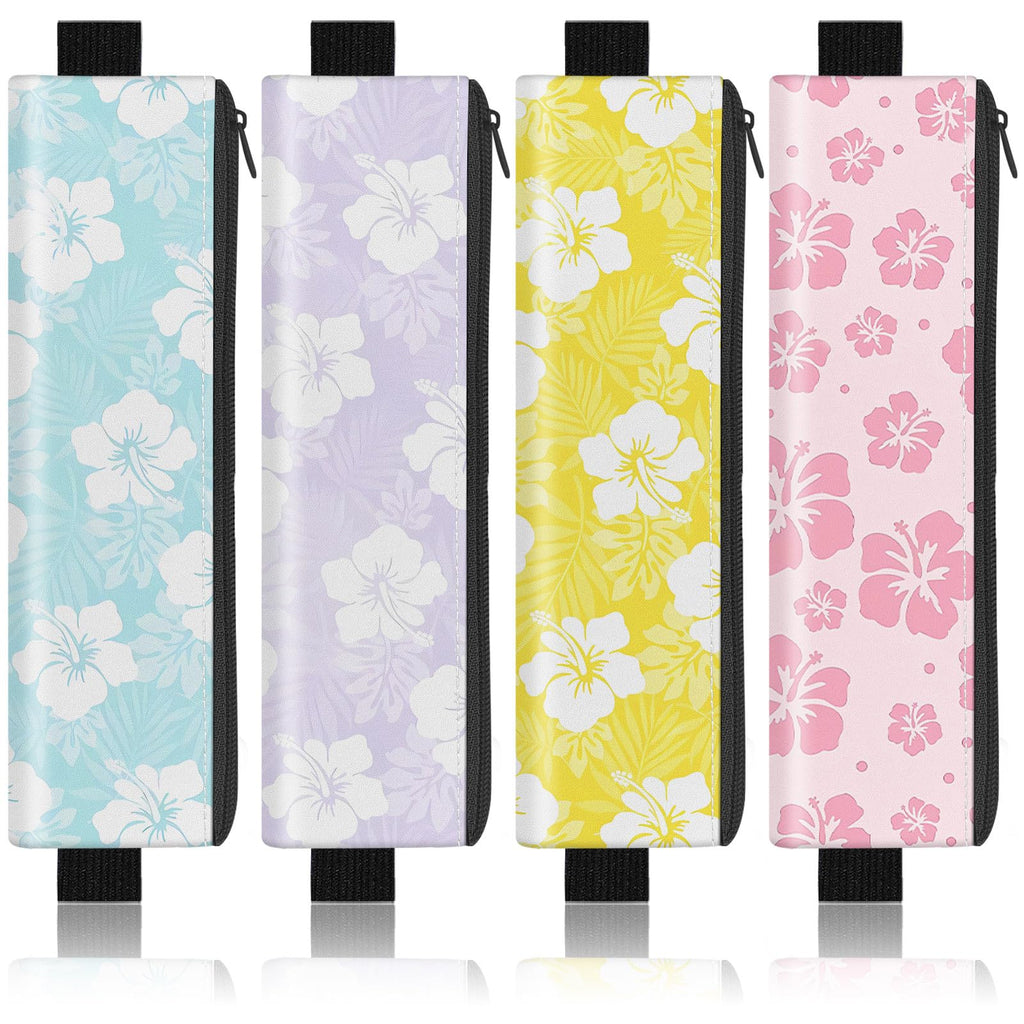4 Pack Elastic Pen Holder for Notebook, Prints Pen Pouch with Elastic Band and Zipper