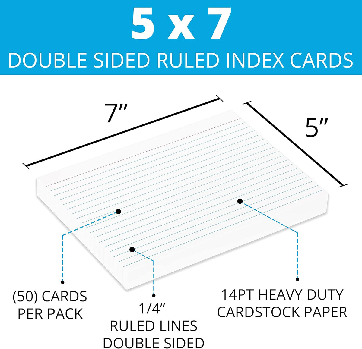 Home Advantage Double Sided Ruled White Index Cards, File Lined Note Cards (5-x-7)