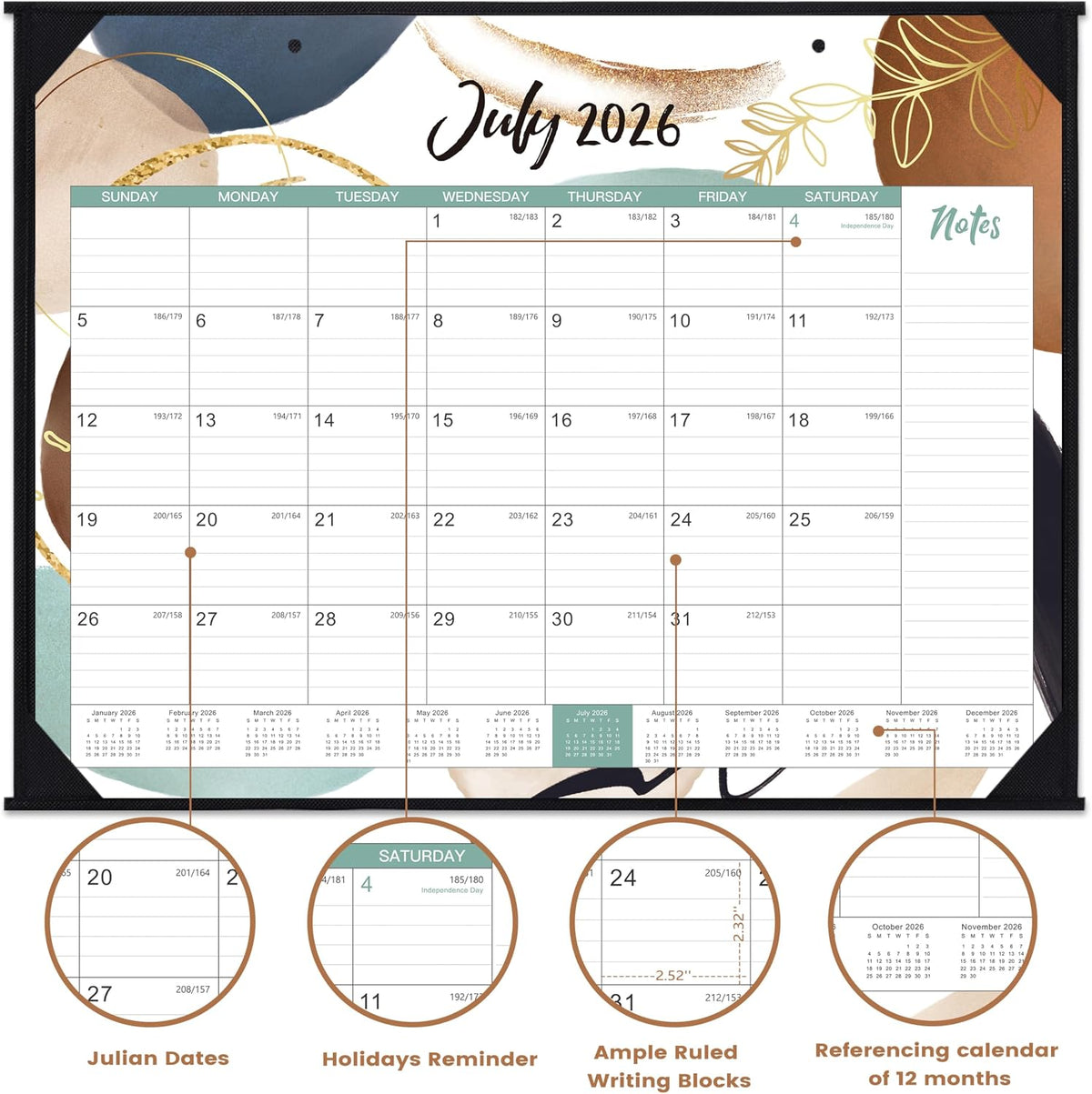2026-2027 Desk Calendar - Desk Calendar 22'' x 17'', Jul 2026 - Dec 2027