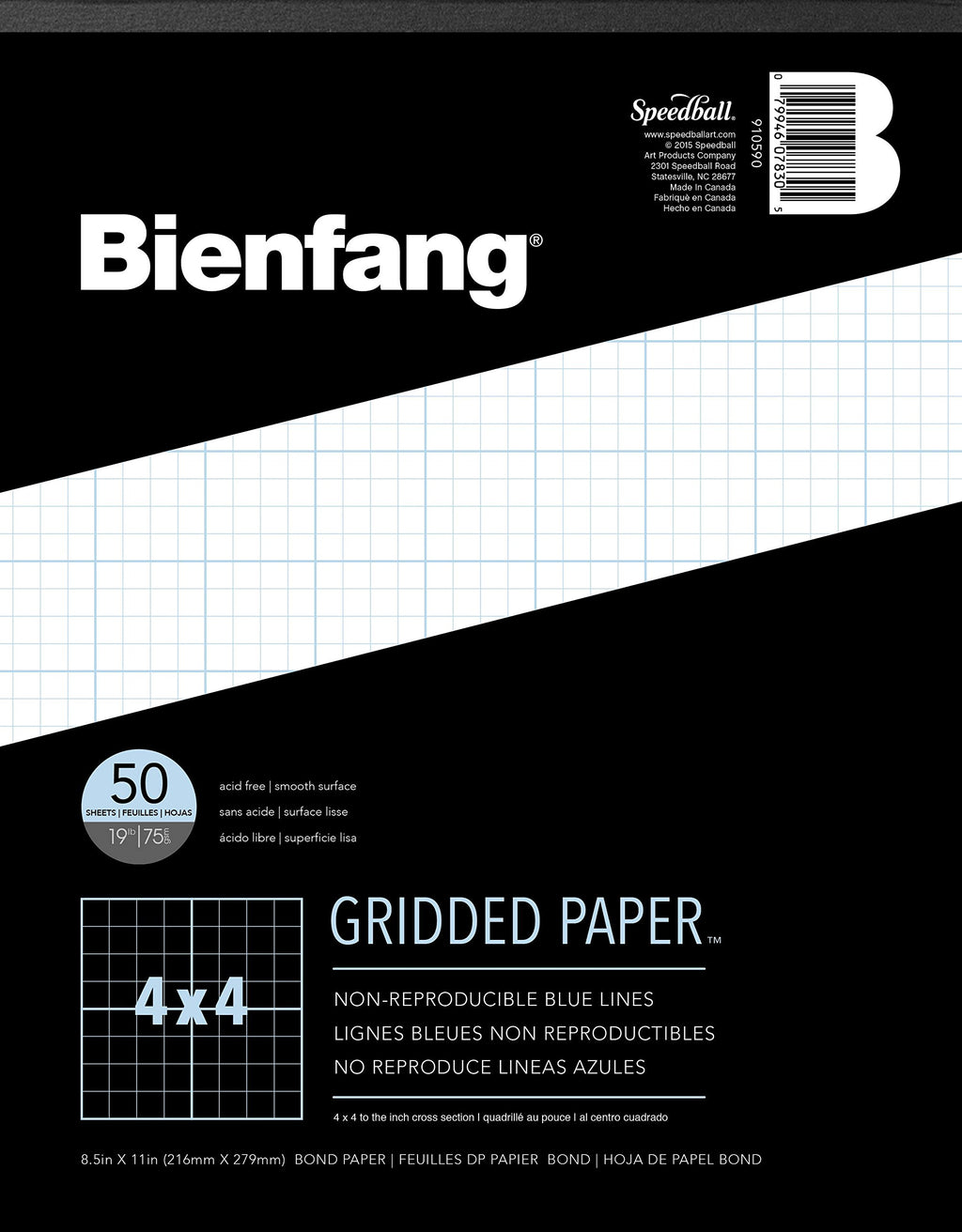 Bienfang Designer Grid Graph Paper Pad, 10x10 Cross Section, 8.5 x 11 Inches, 50 Sheets