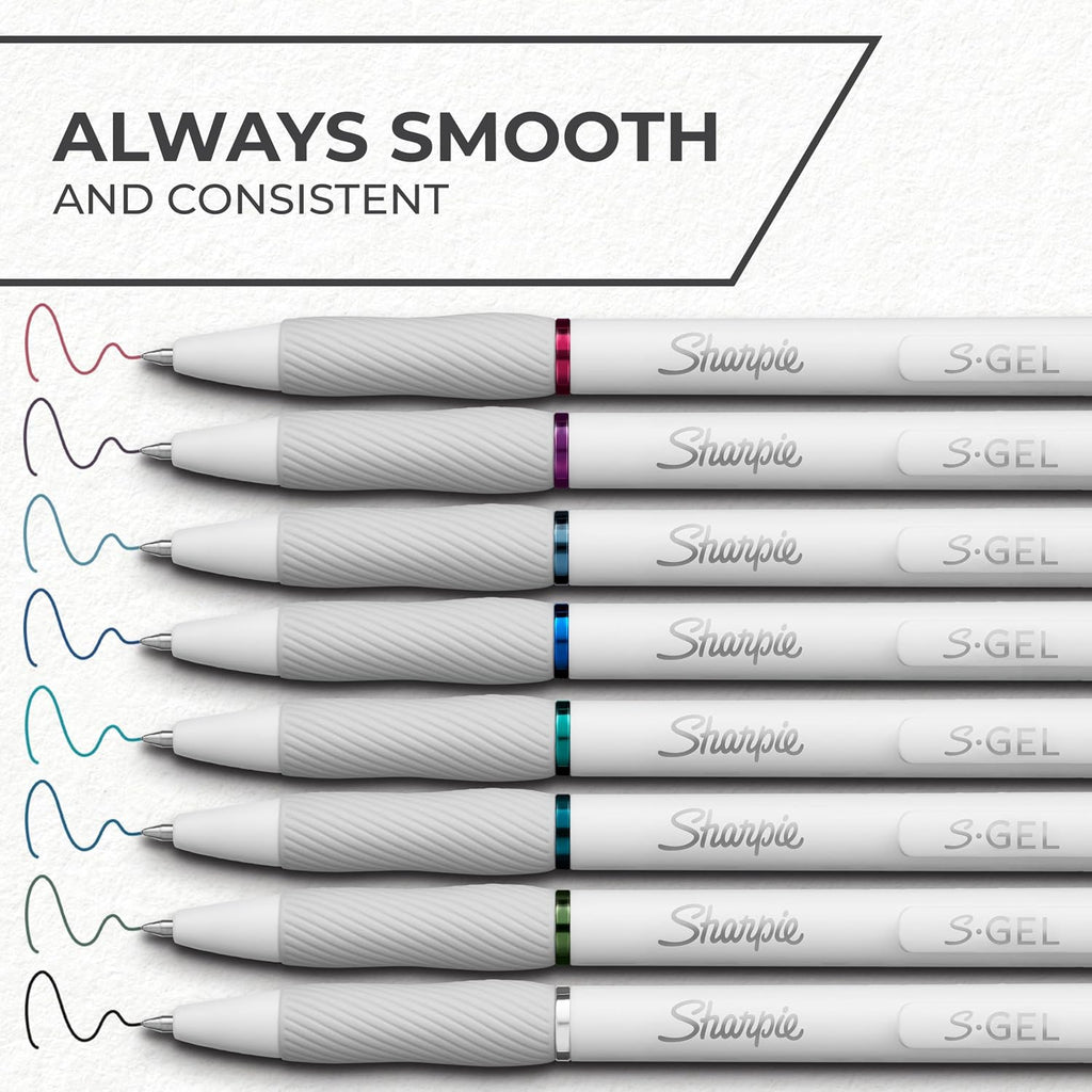 Sharpie S-Gel Pens, Fashion Barrel White Pearl, Medium Point (0.7mm), Bold Ink Colors