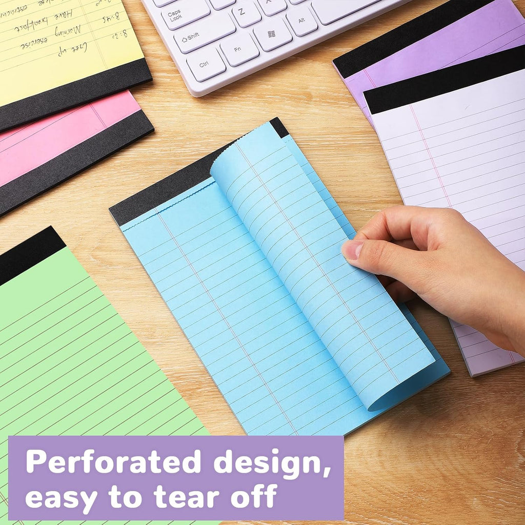 Thboxes 12 Pack 5x8 Legal Pads, College Ruled 6 Colors Totally 360 Sheets