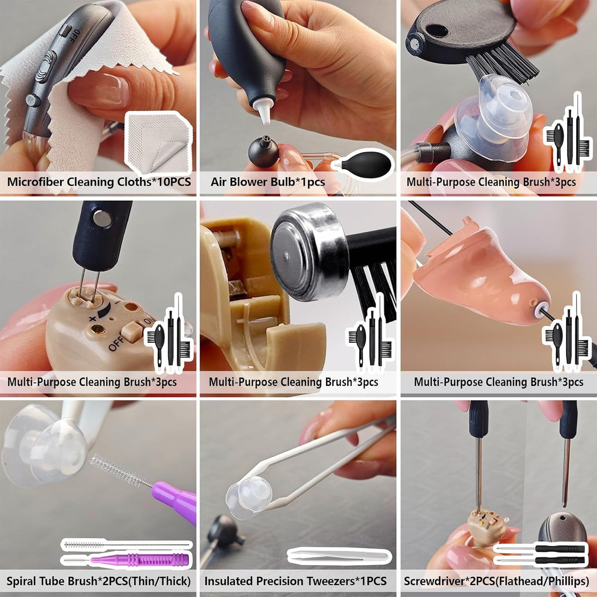 Hearing Aid Cleaning Kit Multipurpose Tools for Hearing Amplifier Earbuds