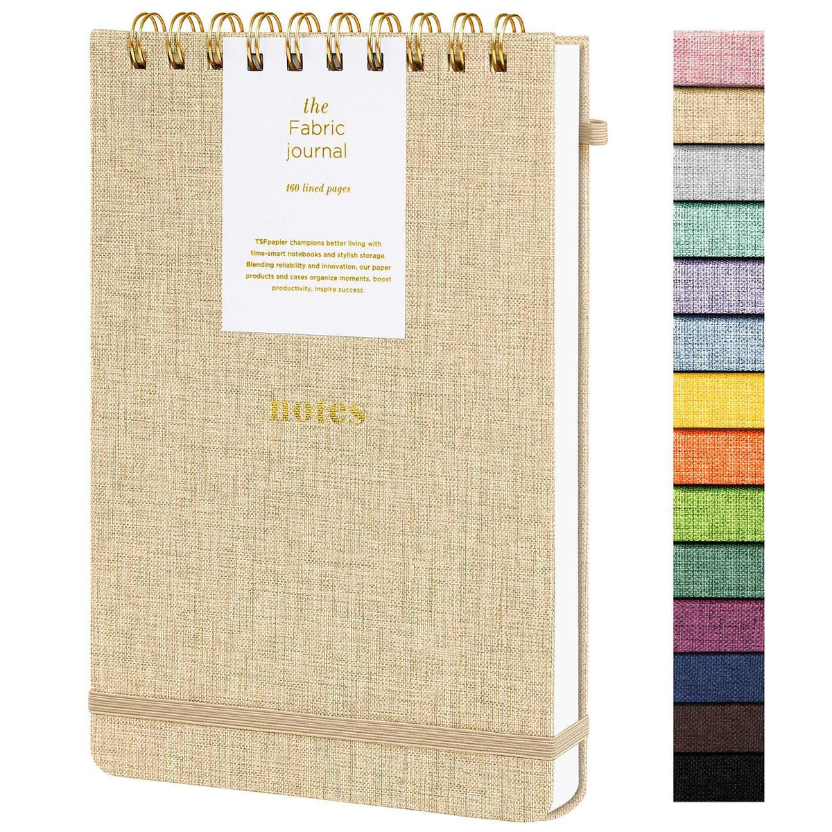 A5 Top Spiral Notebook, Fabric Hardcover College Ruled Journal