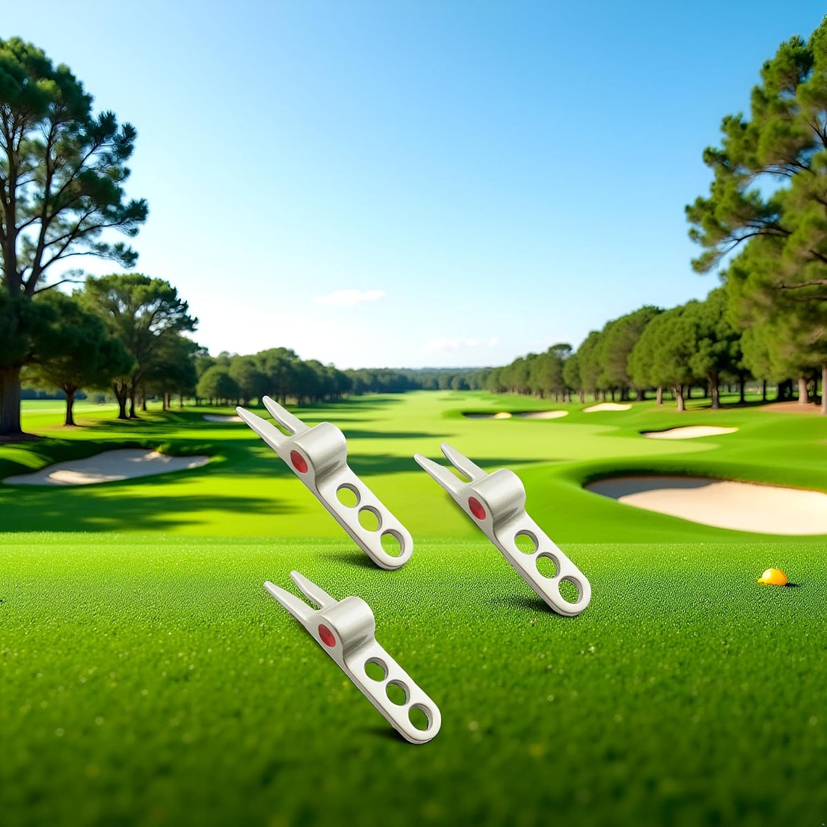 3 Pcs Silver Golf Ball Fork Pivot Divot Repair Tool Compatible Divot Tools for Golf Divot