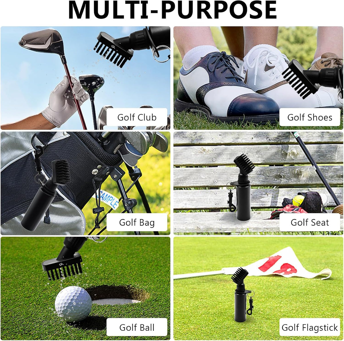 Pro Golf Club Brush Cleaner, Golf Water Brush with Retainer Clip and Squeeze Water Bottle