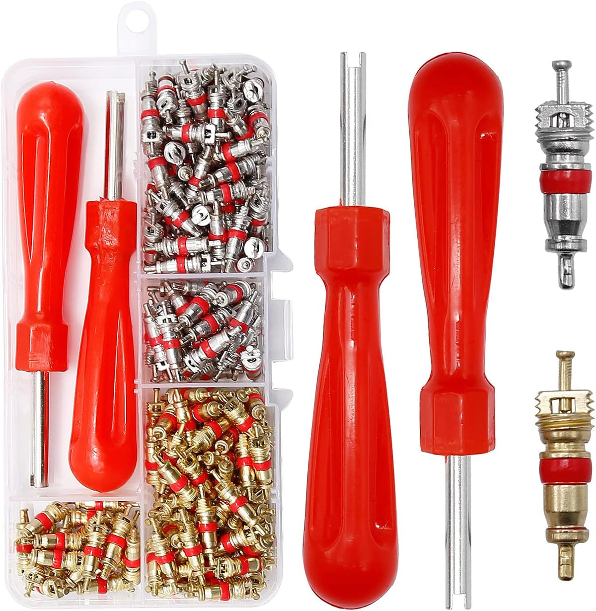 242pcs R134A Ac Valve Core Kit Valve Cores Kit AC Valve Core Removal Tool for Car A/C