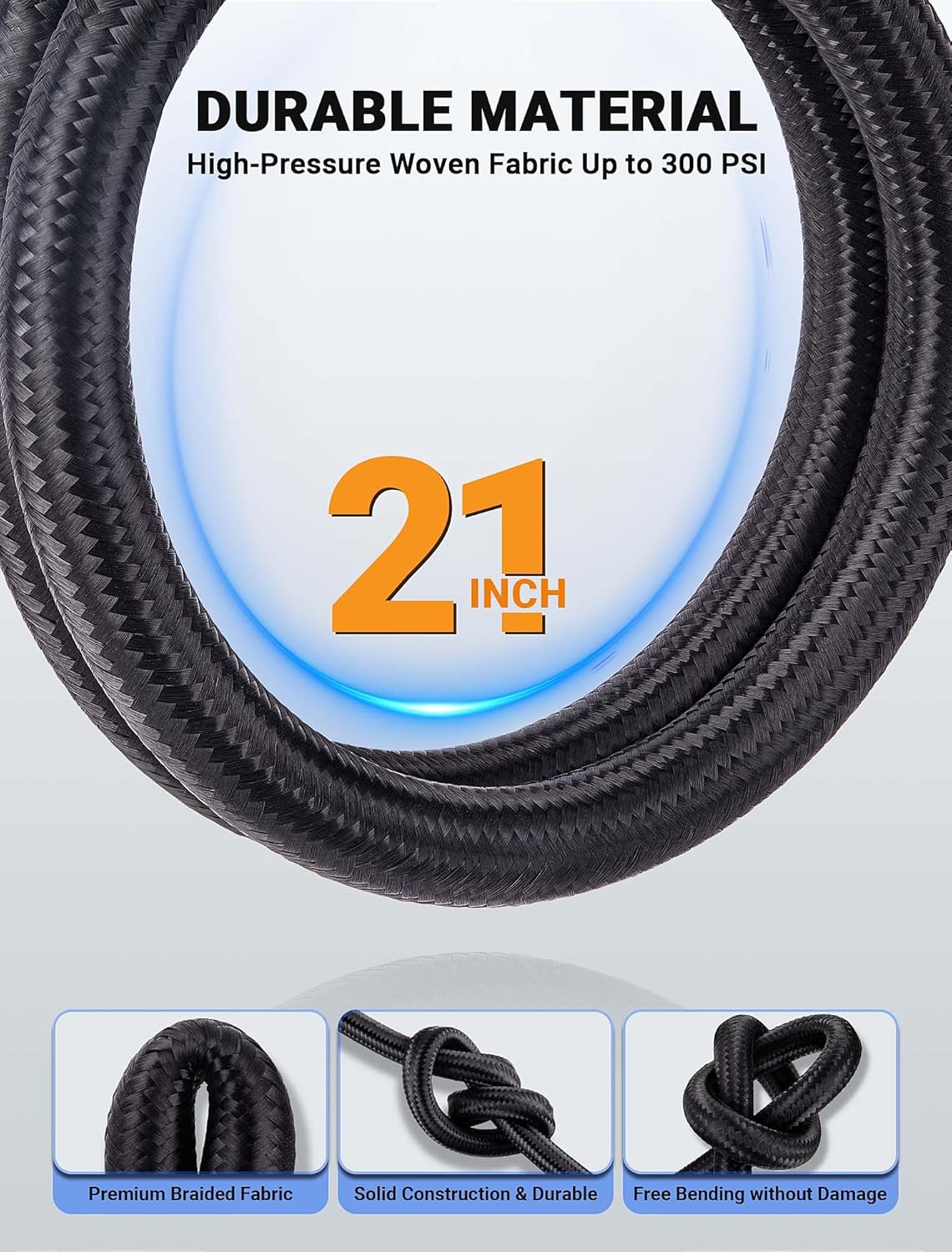 Upgraded Tire Inflator Hose Adapter w/360° Rotating End