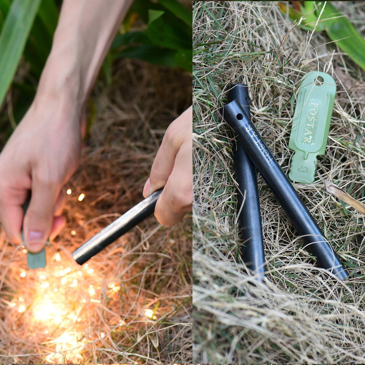 FOSTAR 2PCS Upgrade Ferro Rod Flint Fire Starter