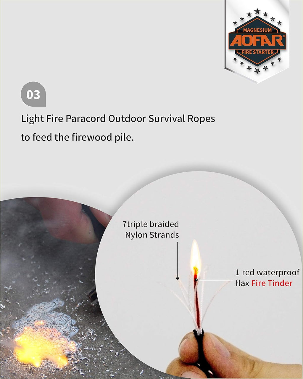 AOFAR Magnesium Fire Starter AF-374 (2-Pack) Waterproof Fire Steel Pouch for Camping