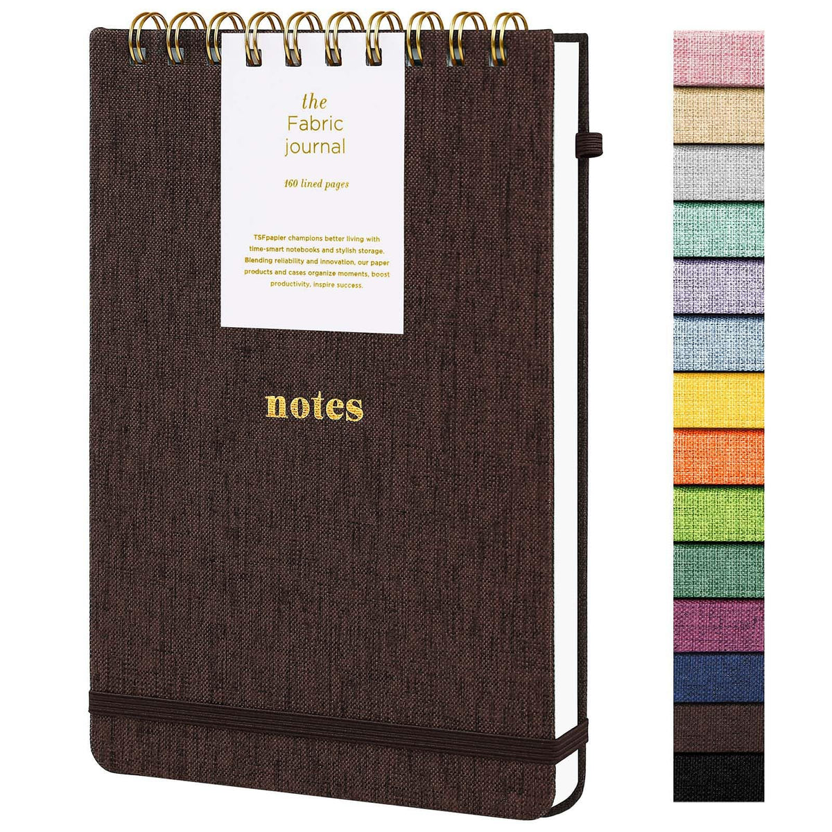 A5 Top Spiral Notebook, Fabric Hardcover College Ruled Journal