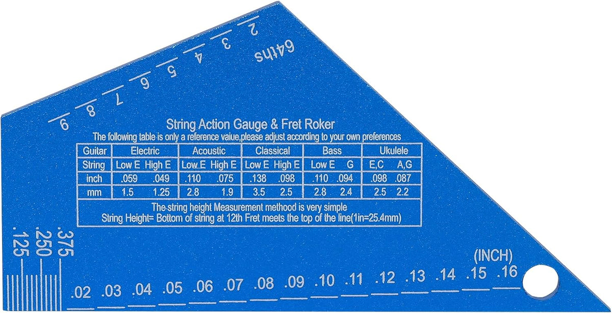 2-in-1 Guitar Fret Rocker & String Action Gauge Ruler Tool