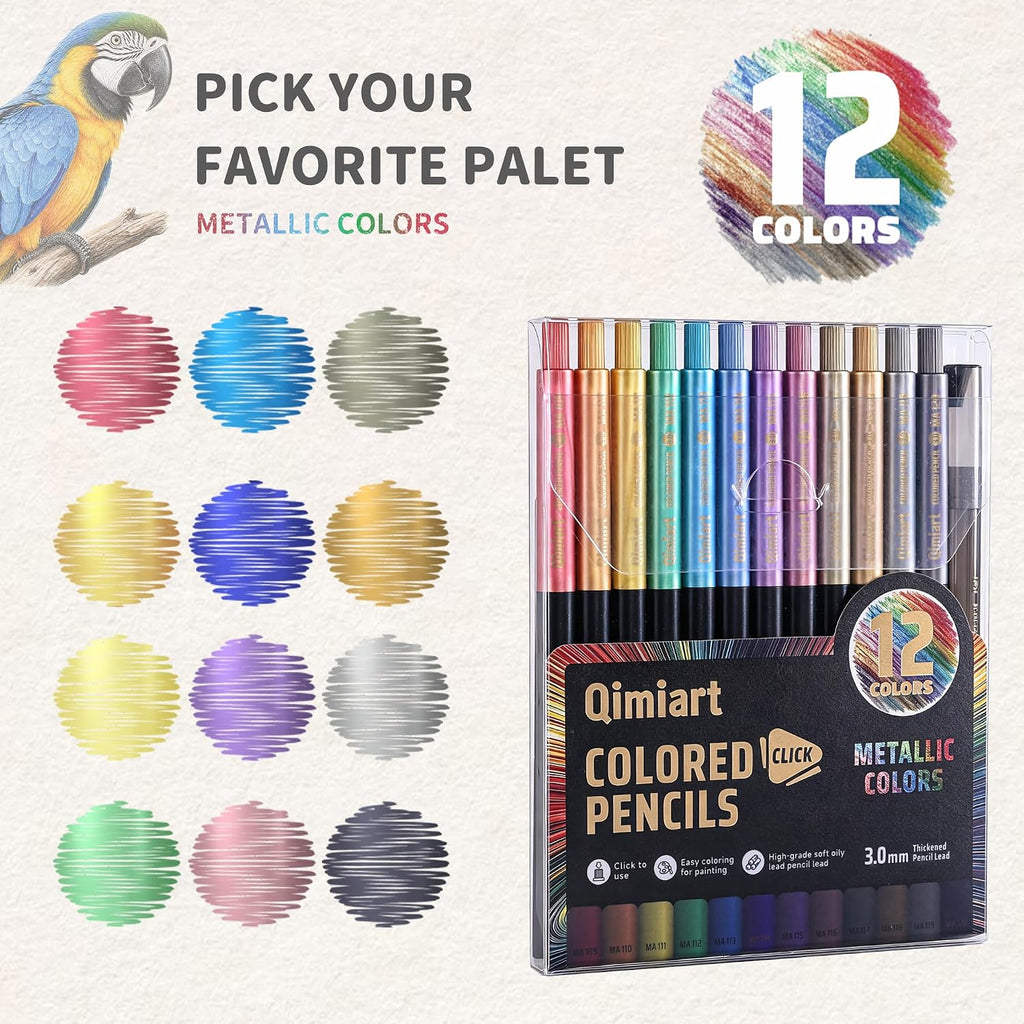 3.0mm Mechanical Colored Pencils Set, Pack of 12 (Metallic Color)