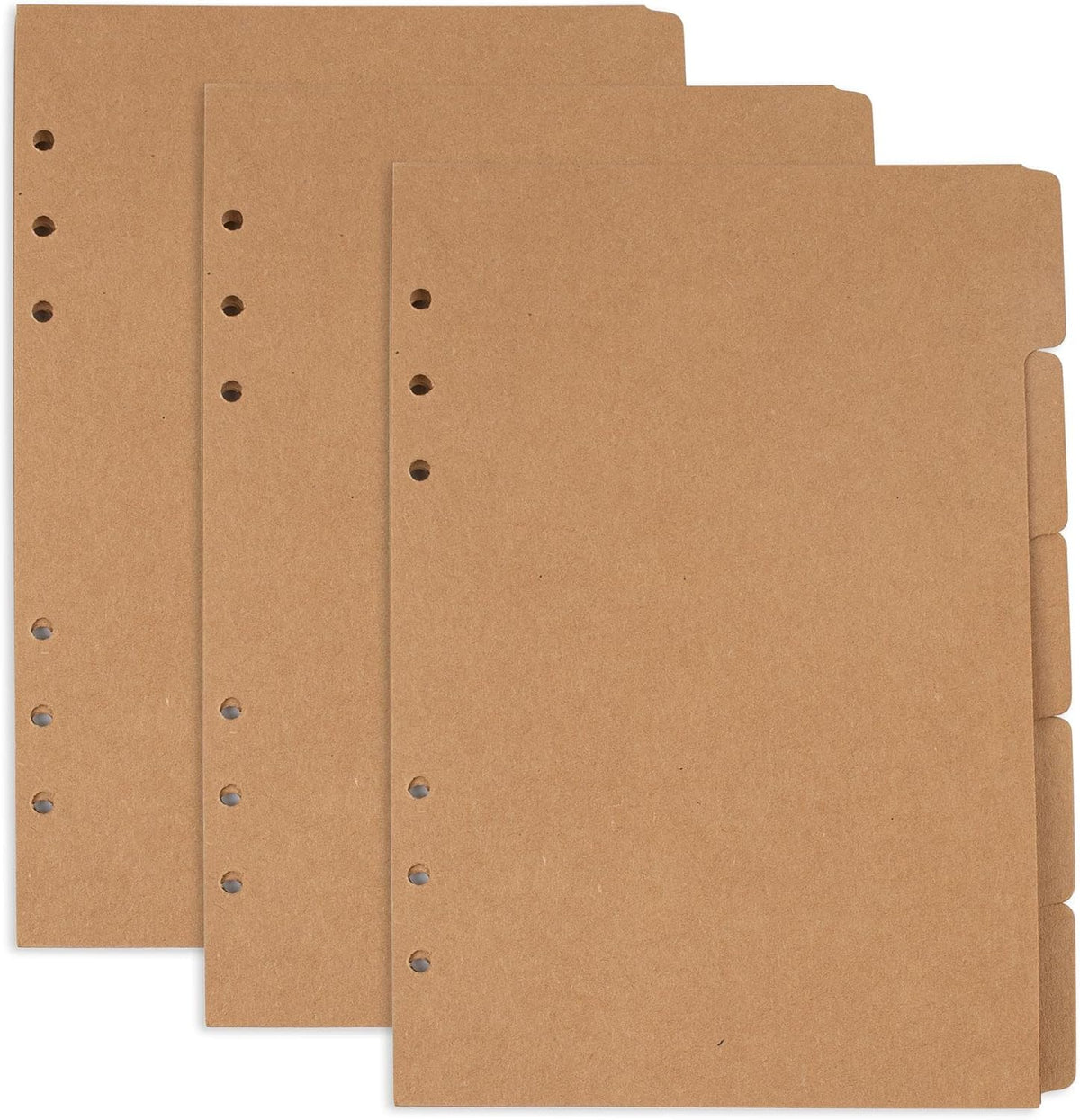 AUEAR, 3 Sets A5 Kraft Paper Divider 6 Holes Ring Index Page Tab Cards for Travel Diary