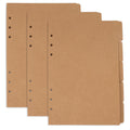 AUEAR, 3 Sets A5 Kraft Paper Divider 6 Holes Ring Index Page Tab Cards for Travel Diary