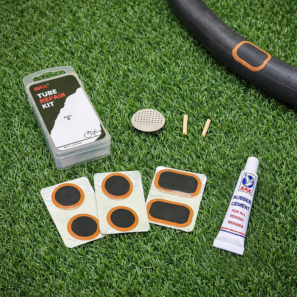Pax 10 Pcs Inner Tube Patch Kit with 7ml Rubber Cement - Professional Puncture Repair Set