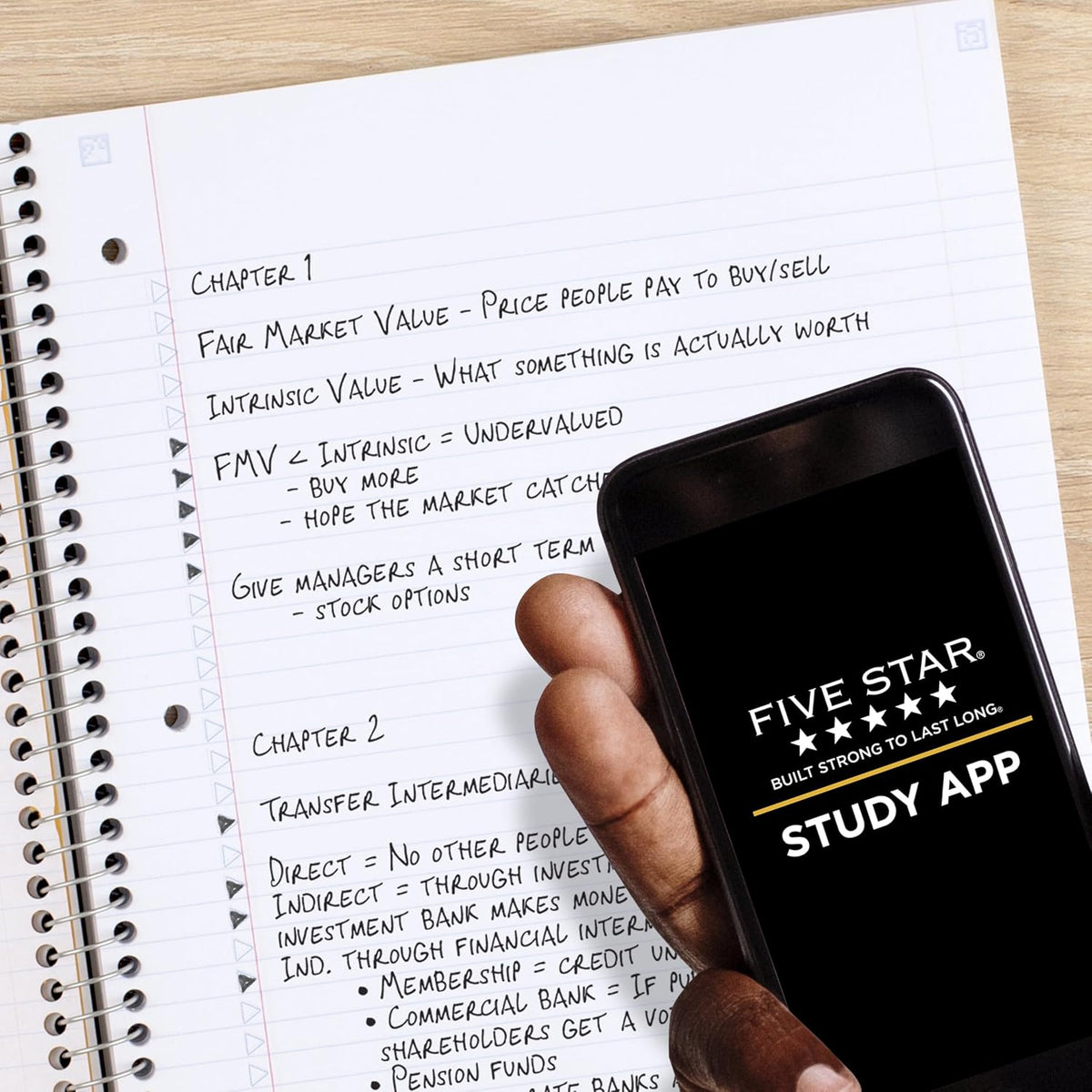 Five Star Spiral Notebook + Study App, 100 Sheets, 1 Subject, College Ruled Paper
