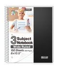 Dunwell 3-Subject Spiral Notebook, Wide Ruled, 150 Sheets, Black