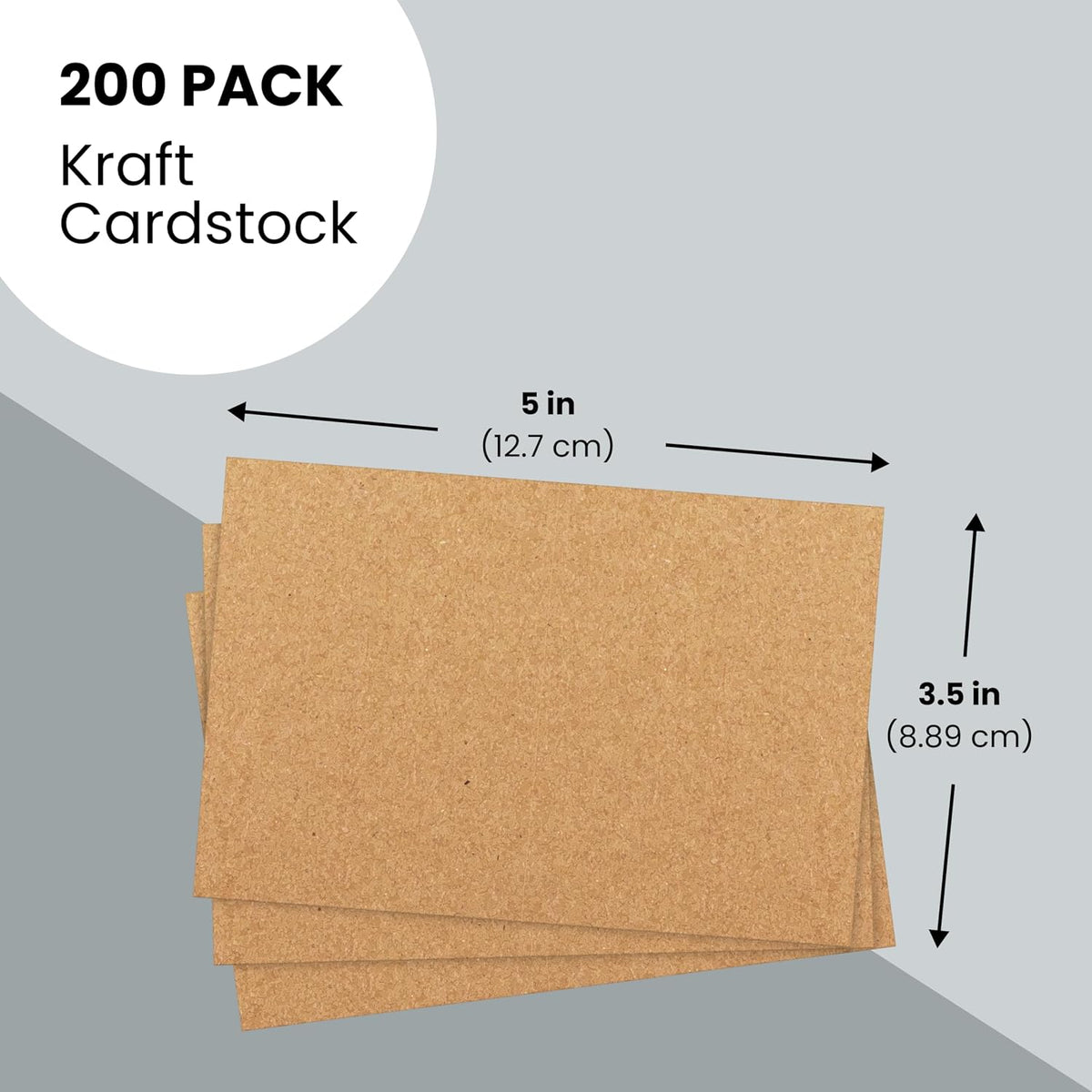 Paper Junkie 200 Pack Kraft Card Stock - 3.5 x 5 Inch Blank Cards - 300gsm Thick