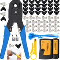 LEATBUY Cat5 Crimping Tool Kit RJ45 Crimper Cat5e/Cat6 Crimp Tool Set(BLUE)