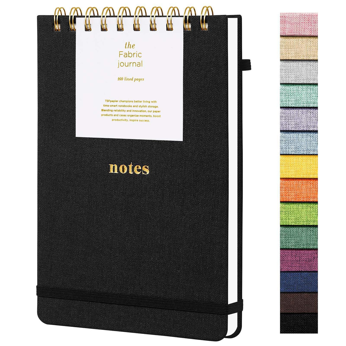 A5 Top Spiral Notebook, Fabric Hardcover College Ruled Journal