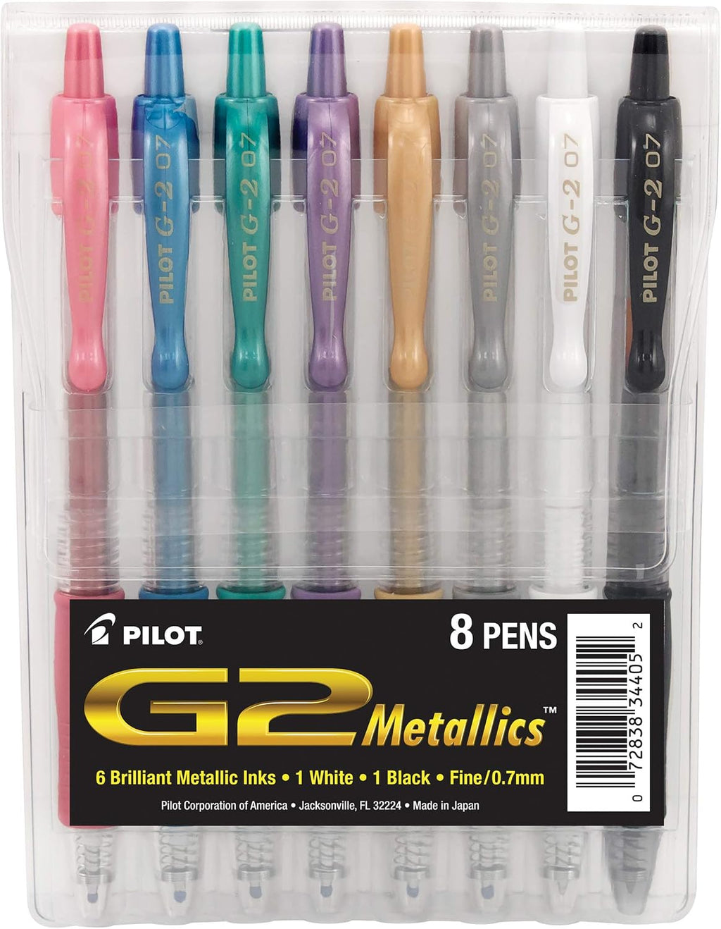 PILOT G2 Premium Gel Ink Pens, Fine Point 0.7mm, Assorted Inks, 8-Pack