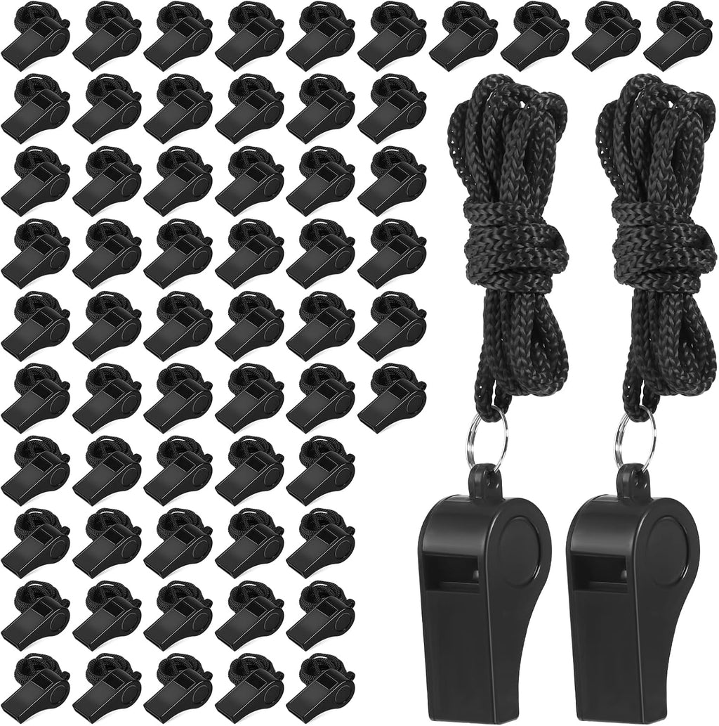60 Pcs Coach Whistle with Lanyard, Whistle for Coaches