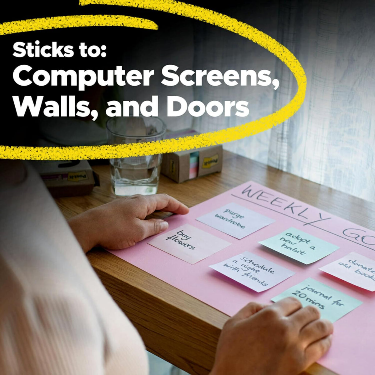 Post-it 100% Recycled Paper Super Sticky Notes, 2X the Sticking Power, 3x3 in