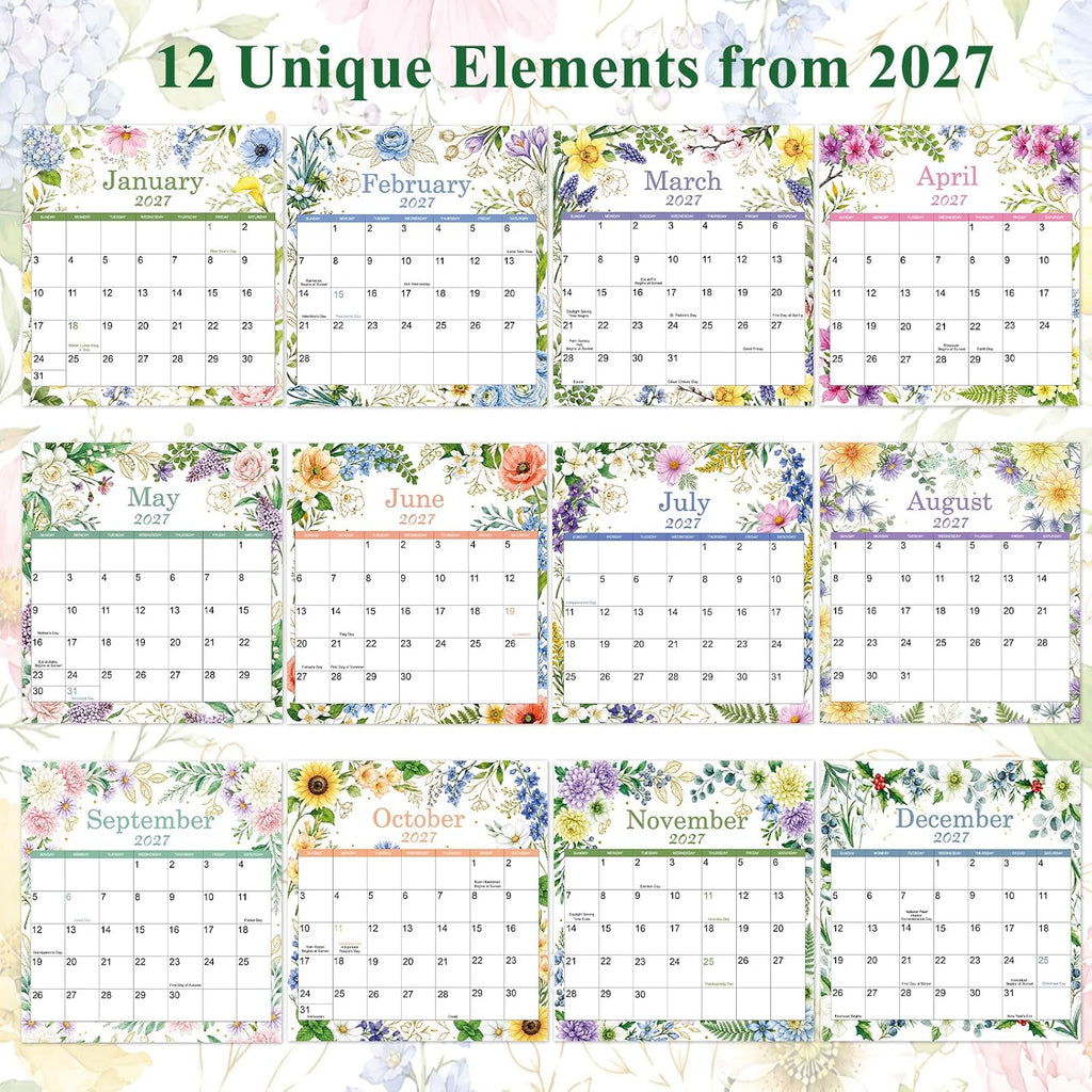2027 Desk Calendar - All-in-1 Organizer, Standing Flip Desktop Calendar