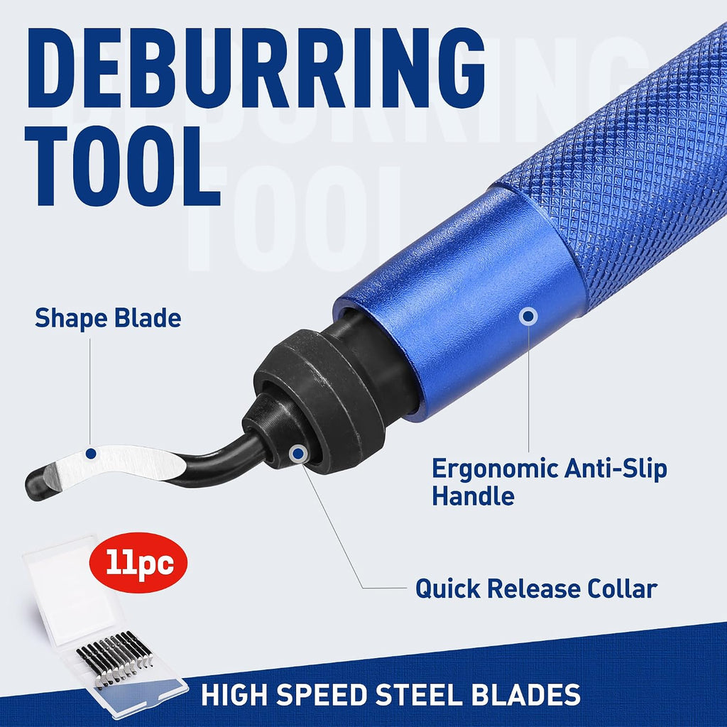 WORKPRO Deburring Tool with 11 Extra High Speed Steel Swivel Blades