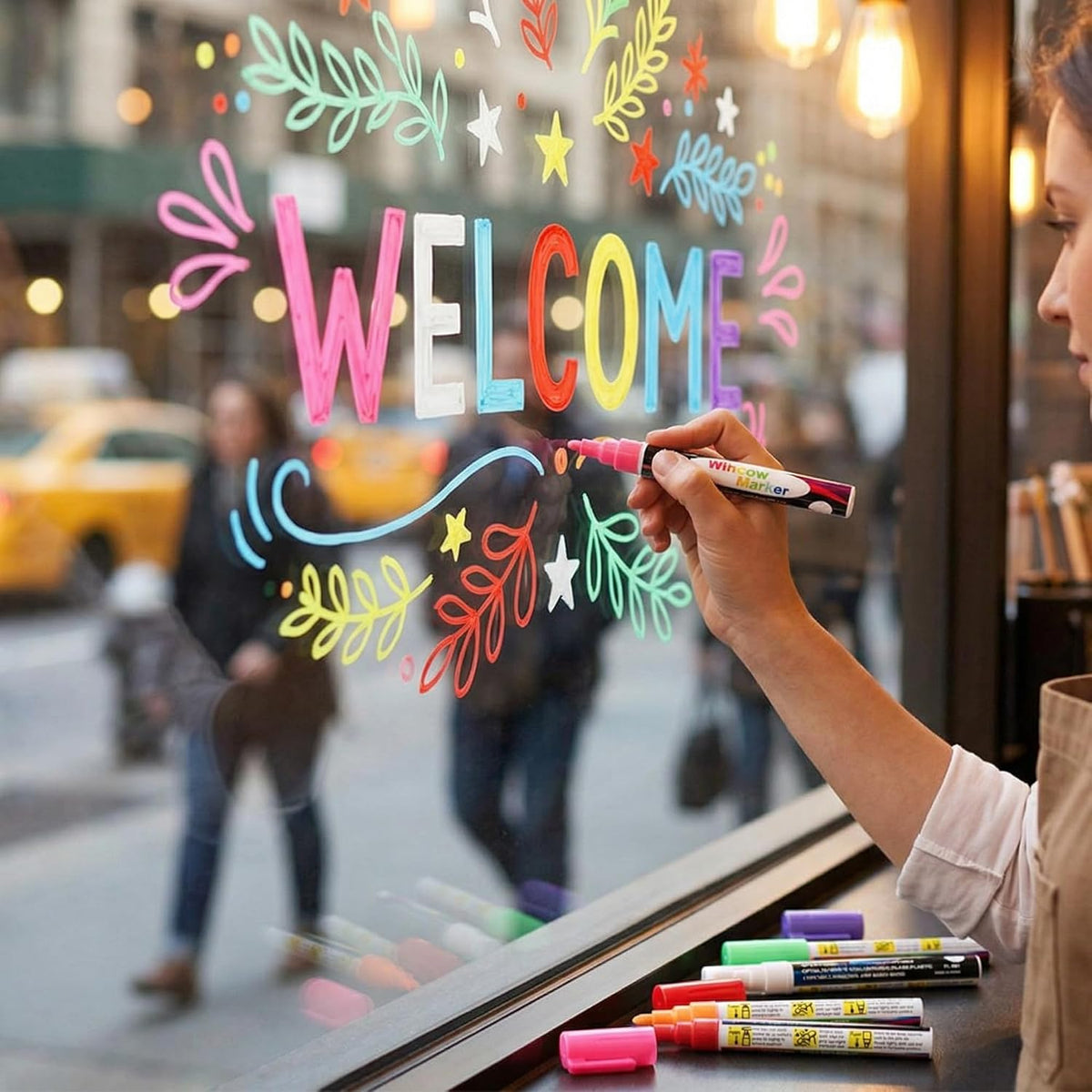 Starsouce Dry Erase Markers, 8 Pack Liquid Chalk Window Markers for Blackboard - Vibrant