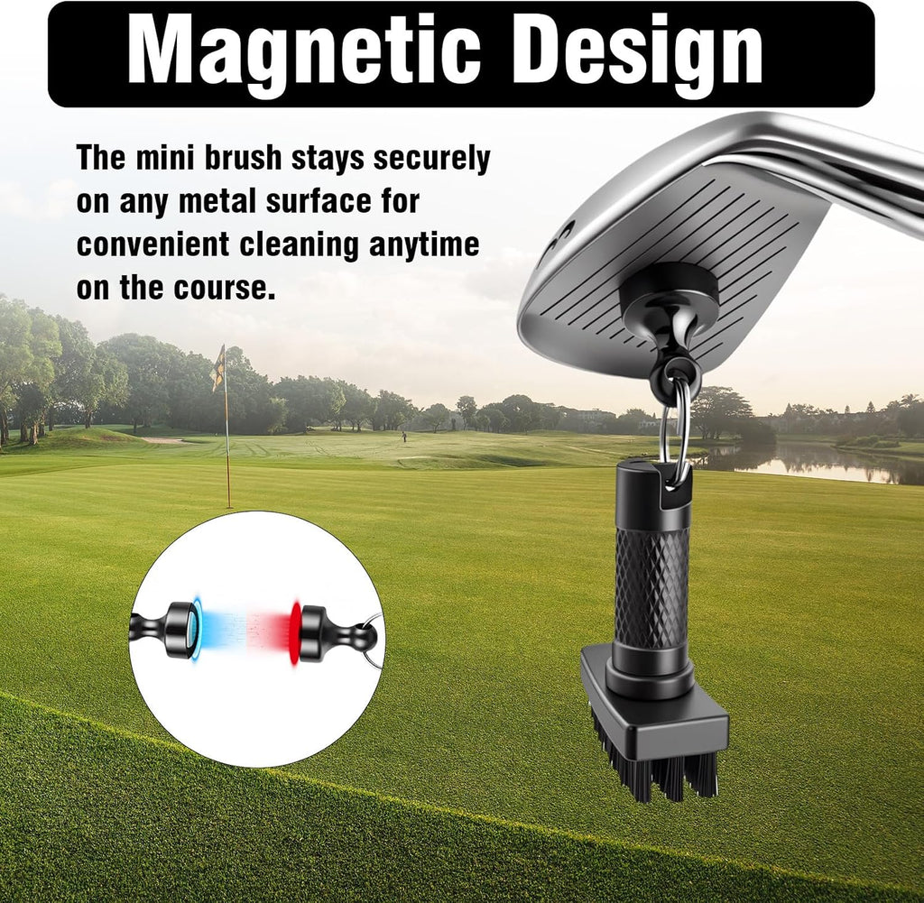 Mini Golf Club Brush, Magnetic Quick-Release Groove Cleaner, Durable Nylon Bristles