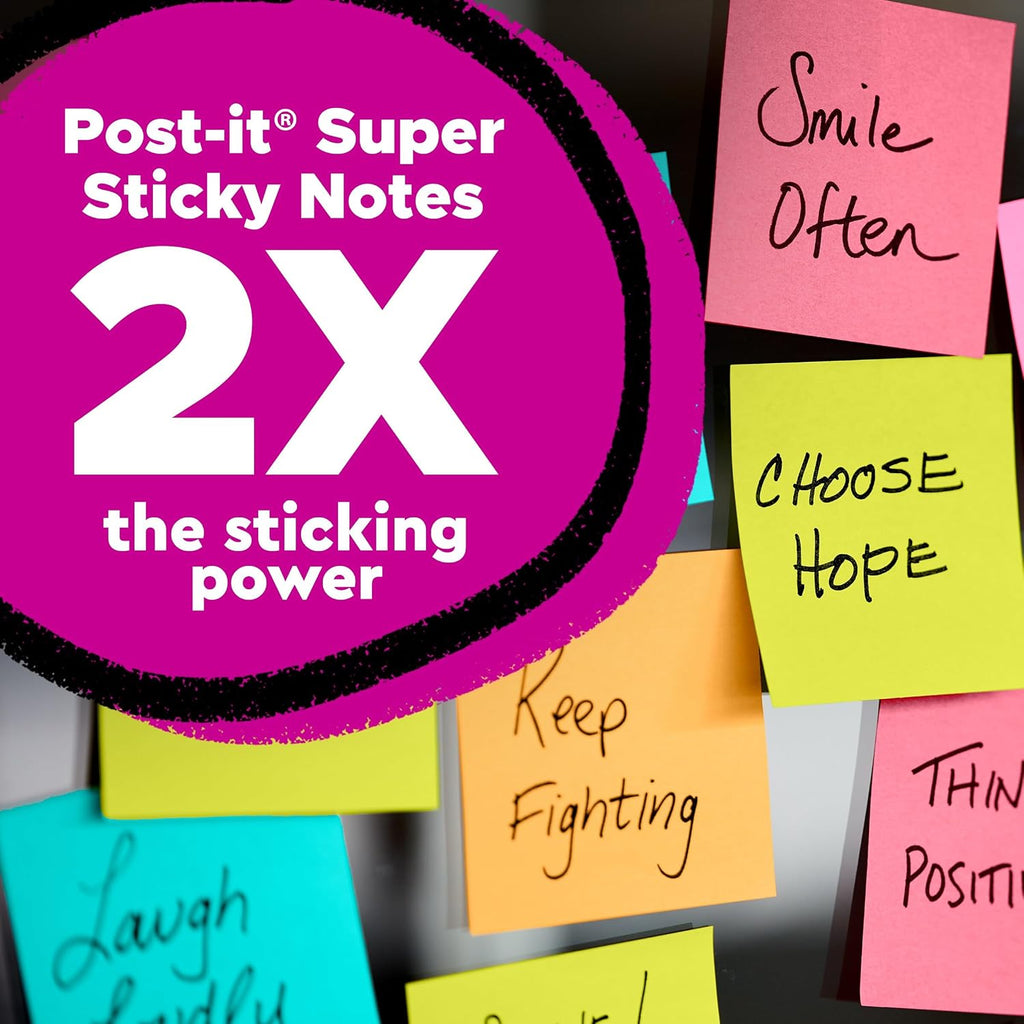 Post-it Super Sticky Notes, 3 x 3 in, Washed Denim, 5 Pads, 90 Sheets/Pad